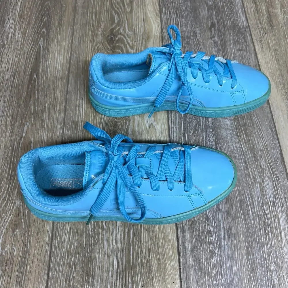 Puma Basket Classic Patent Blue Atoll 36224606 Kids Youth Size 6C Sneaker Shoes